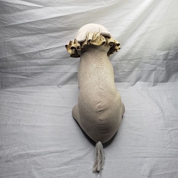 Chambray Stuffed Lion 14" Cotton - Picture 2 of 9